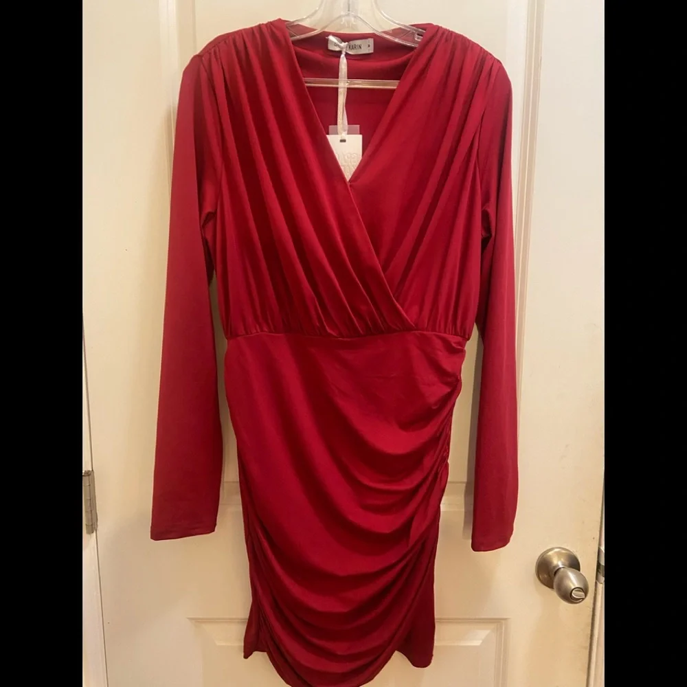 Wine Red party pencil dress - Picture 3 of 4
